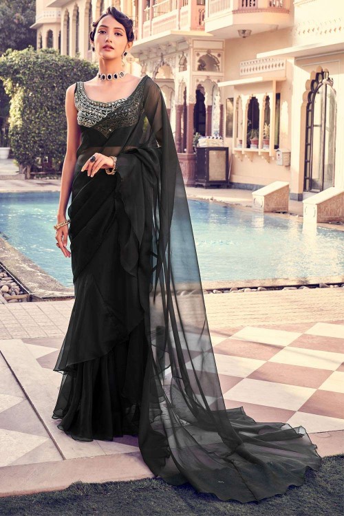 Shop the Hottest Black Net Saree Online Now