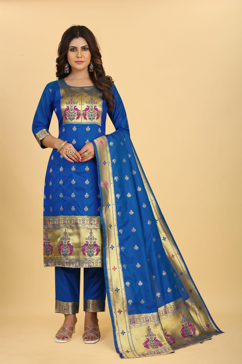 Buy Red Banarasi Silk Salwar Suit (NWS-6429) Online
